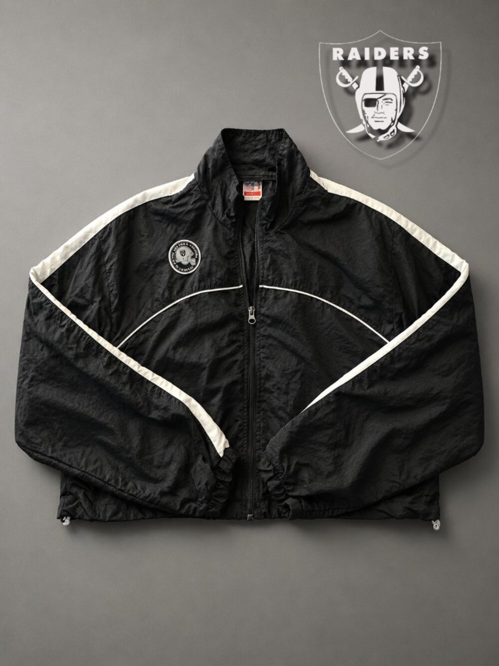 Vintage Las Vegas Raiders Cropped Windbreaker Jacket Women's Size S Black